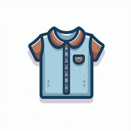Denim shirt isolated on white background. Vector illustration in cartoon style.のイラスト素材