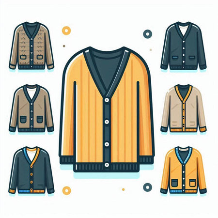 Vector illustration of a set of men's jackets. Flat style.のイラスト素材