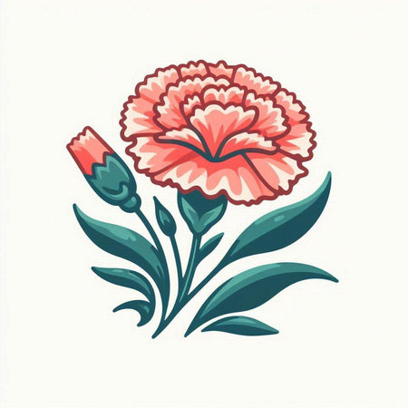 Carnation flower isolated on white background. Hand drawn vector illustration.のイラスト素材
