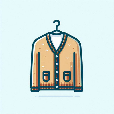 Vector illustration of a man's jacket on a hanger. Cartoon style.のイラスト素材