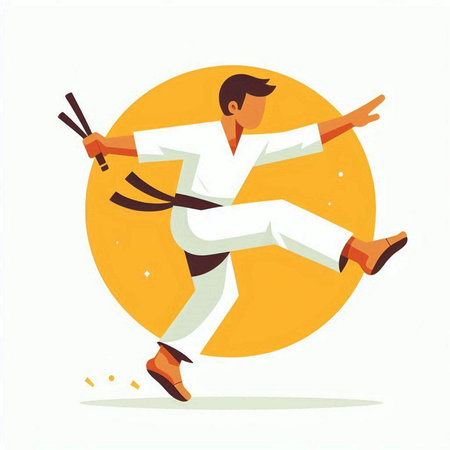 Illustration of a karate man. Vector illustration in flat style.のイラスト素材
