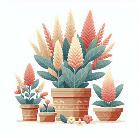 Flowerpot with succulent plant. Flat style vector illustration.のイラスト素材