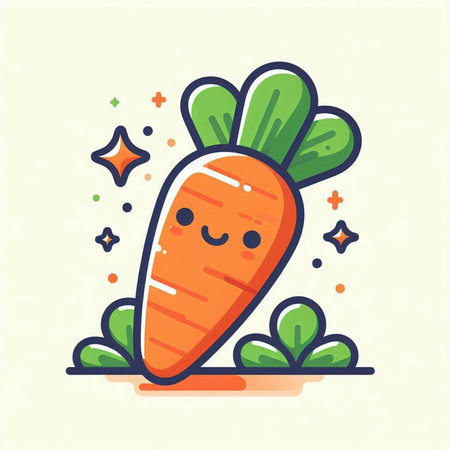 Vector illustration of cute carrot character in flat cartoon style. Vegetarian food concept.のイラスト素材