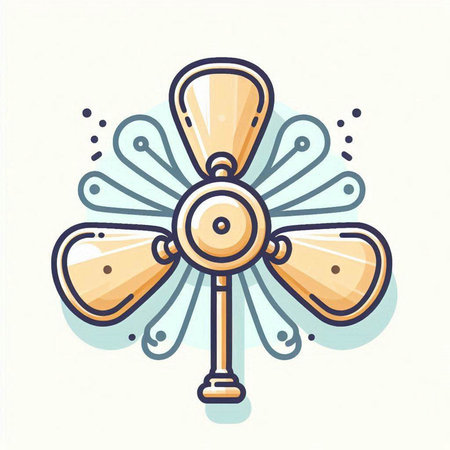Hand drawn electric fan icon. Vector illustration in doodle style.のイラスト素材