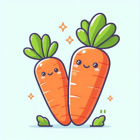 Carrot character design. Cute cartoon vegetable. Vector illustration.のイラスト素材