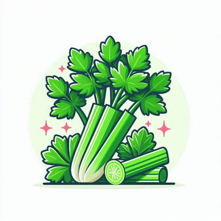 Celery, celery and parsley. Vector illustration.のイラスト素材