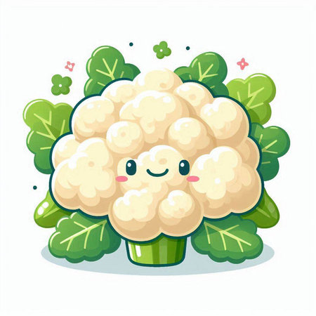 Cute cauliflower character. Cute cauliflower vector illustration.のイラスト素材