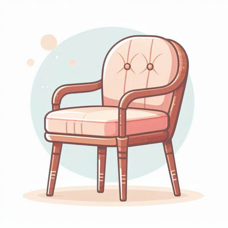 Illustration of a retro armchair in cartoon style. Vector illustration.のイラスト素材