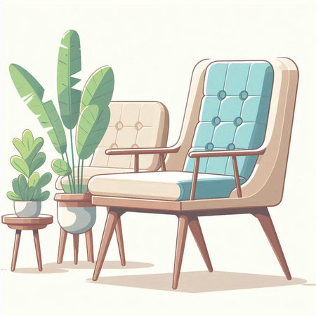 Illustration of armchair in the living room. Vector illustration.のイラスト素材