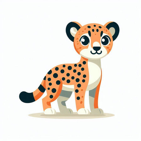 Cartoon cheetah. Vector illustration isolated on white background.のイラスト素材