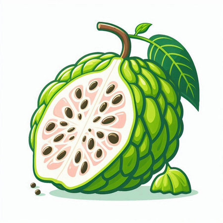 Custard apple isolated on a white background. Vector illustration.のイラスト素材