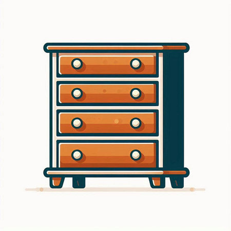 Illustration of a wooden chest of drawers. Vector illustration.のイラスト素材