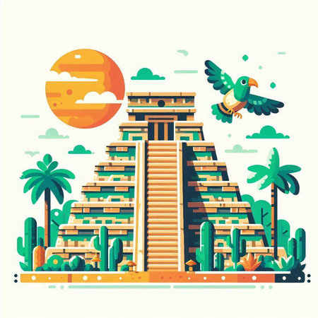 Egyptian pyramid in flat style. Travel and tourism. Vector illustrationのイラスト素材