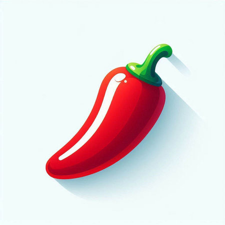 Red hot chili pepper on a light blue background. Vector illustration.のイラスト素材
