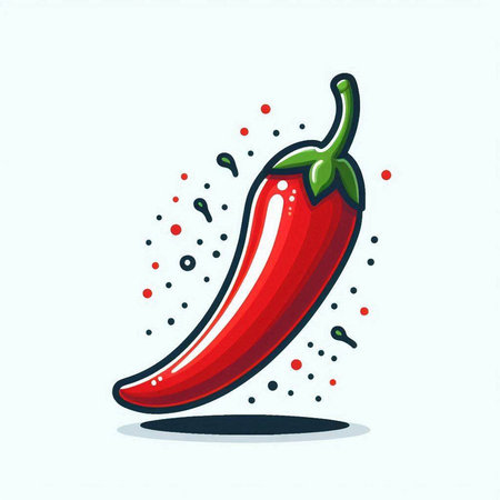 Red hot chili pepper isolated on white background. Vector illustration in doodle style.のイラスト素材