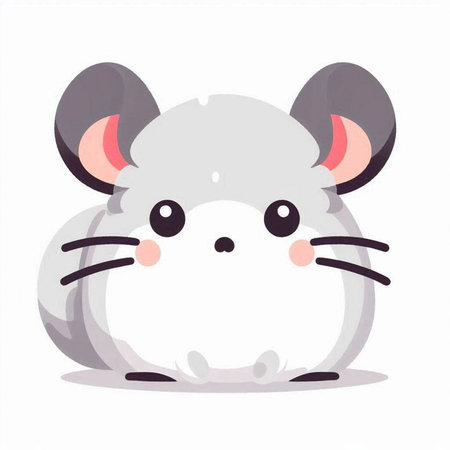 Cute gray mouse. Cartoon character. Vector illustration in flat style.のイラスト素材