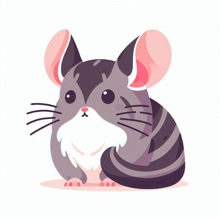 Cute mouse. Vector illustration in cartoon style on white background.のイラスト素材