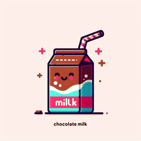 Milk box with a straw. Vector illustration, flat design.のイラスト素材