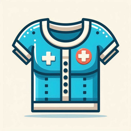 Vector illustration of a blue t-shirt with a cross on itのイラスト素材