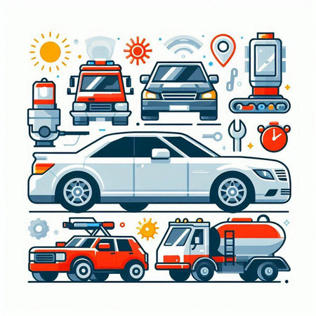 Car service concept. Set of auto repair icons. Flat vector illustration.のイラスト素材