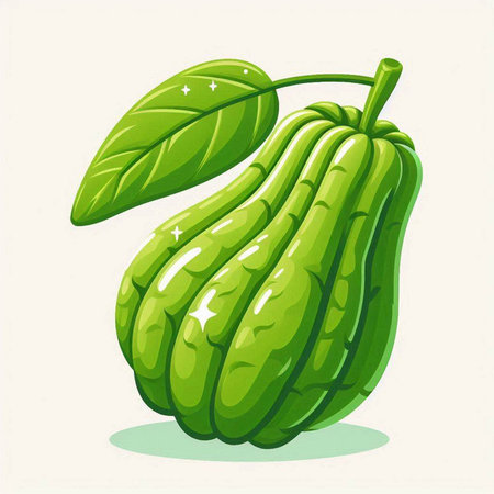 Illustration of a green chayote isolated on a white backgroundのイラスト素材