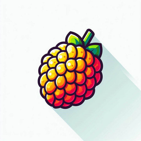 Raspberry icon. Vector illustration with long shadow on white background.のイラスト素材