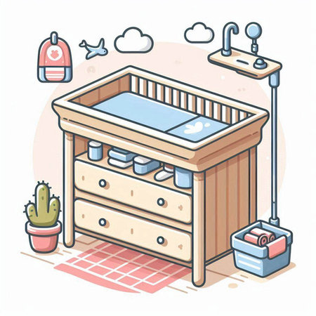 Bedroom furniture vector illustration. Bedroom furniture in cartoon style.のイラスト素材