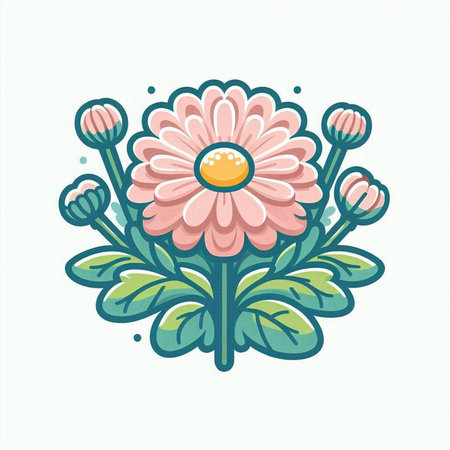 Flower icon. Vector illustration in flat style. Isolated on white background.のイラスト素材