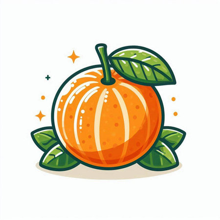 Pumpkin with green leaves on white background. Vector illustration.のイラスト素材