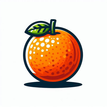 Orange fruit vector illustration isolated on white background. Vector illustration of ripe orange.のイラスト素材