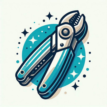 Vector illustration of a pliers in cartoon style. Hand-drawn pliers.のイラスト素材