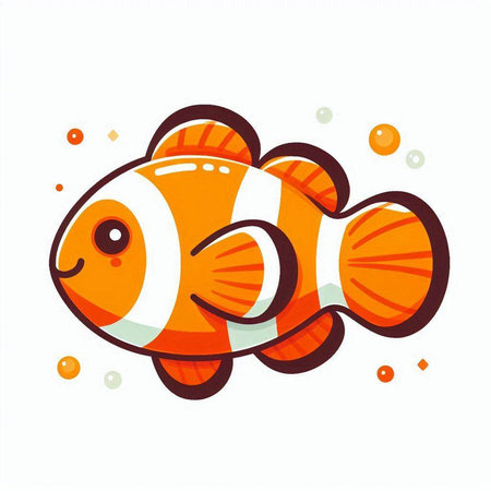 Clown fish on white background. Vector illustration in cartoon style.のイラスト素材