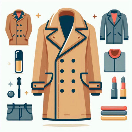 Women's outerwear set. Women's outerwear. Vector illustrationのイラスト素材