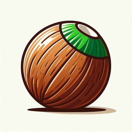 Coconut in cartoon style isolated on white background. Vector illustration.のイラスト素材