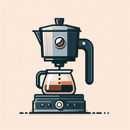 Coffee maker. Vector illustration in flat style. Coffee equipment.のイラスト素材