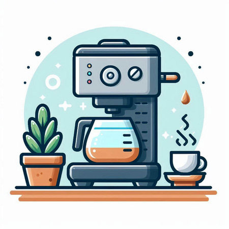 Coffee machine with coffee cup. Flat style vector illustration.のイラスト素材