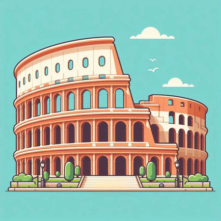 Colosseum in Rome, Italy. Colosseum in Rome, Italy. Vector illustrationのイラスト素材