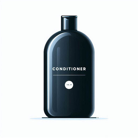 Illustration of a black bottle of shampoo on a white background.のイラスト素材