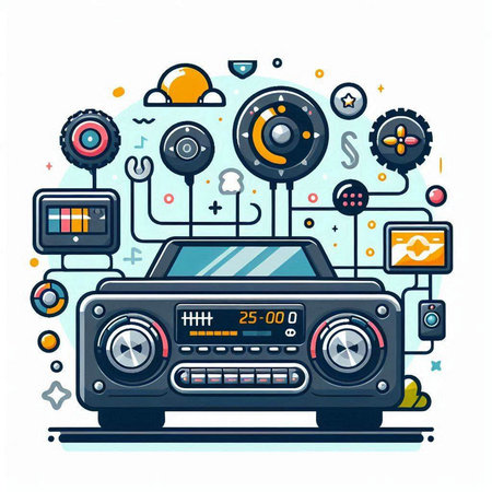 Vector illustration of retro radio. Radio set. Radio set. Radio set.のイラスト素材