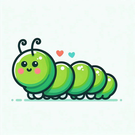 Cute cartoon caterpillar. Vector illustration. Isolated on white background.のイラスト素材
