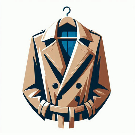 Illustration of a coat on a hanger isolated on white backgroundのイラスト素材