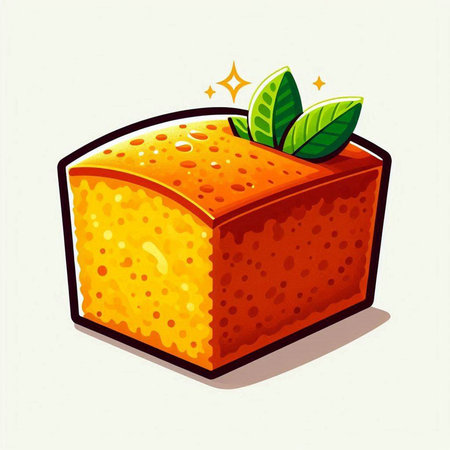 Illustration of a piece of orange cake on a white background.のイラスト素材