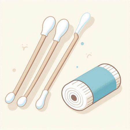 Cotton swabs and cotton swabs. Vector illustration of cotton swabs.のイラスト素材