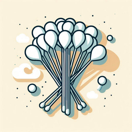 Cotton swabs vector icon. Hand drawn illustration of cotton swabs.のイラスト素材