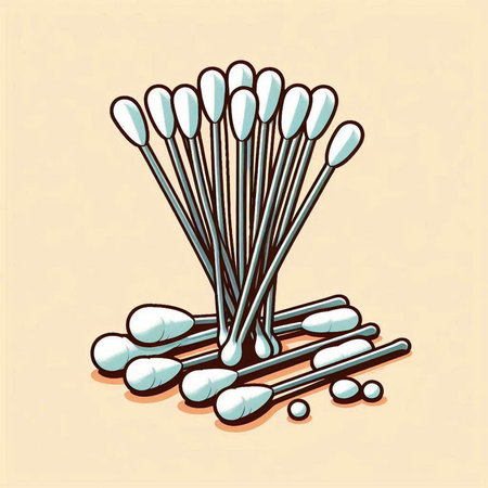 cotton swabs and ear sticks icon over beige background colorful design vector illustrationのイラスト素材