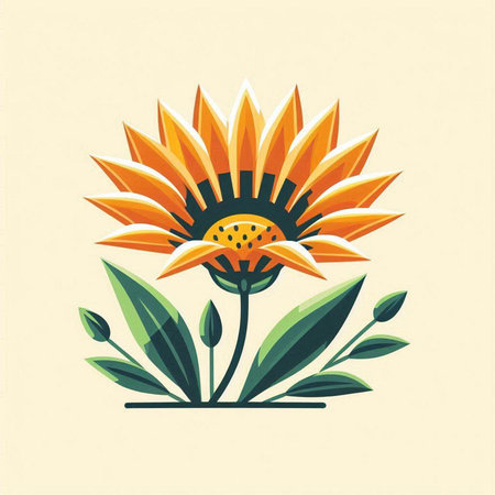Beautiful sunflower on a beige background. Vector illustration.のイラスト素材