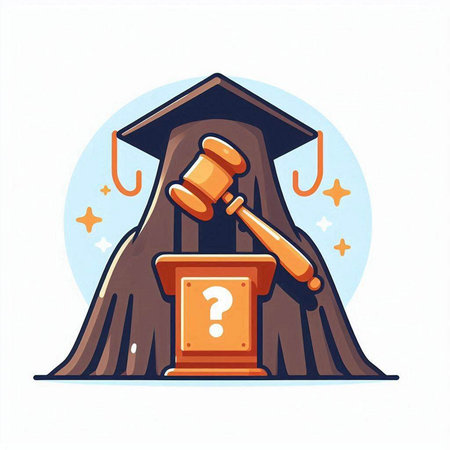 Judge gavel with question mark. Law concept. Vector illustration.のイラスト素材