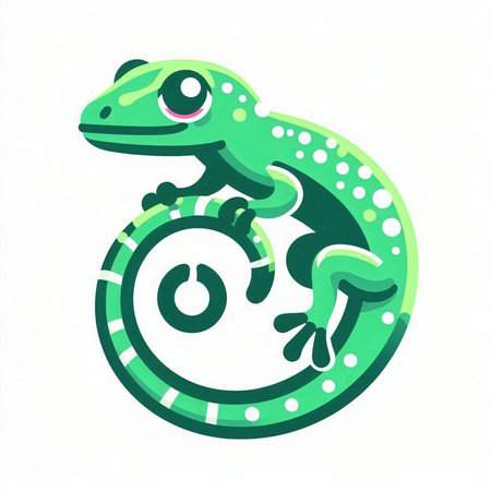 Lizard with a circle on a white background. Vector illustration.のイラスト素材