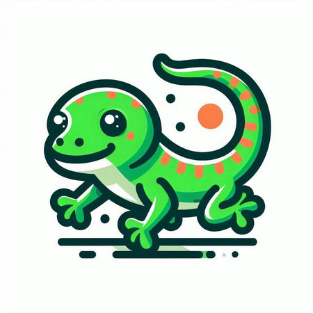 Cute cartoon chameleon isolated on white background. Vector illustration.のイラスト素材