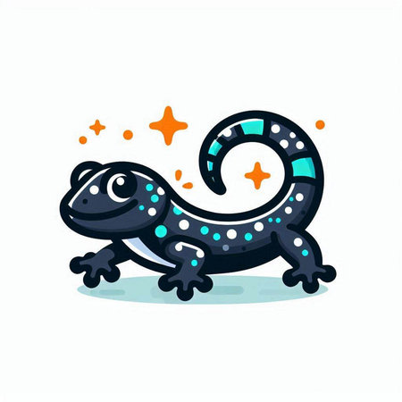 Cute cartoon lizard. Vector illustration isolated on a white background.のイラスト素材